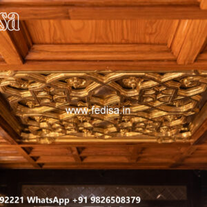 Wooden Classic Ceiling Design Two Fan False Ceiling Design No-7062