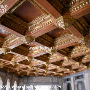 Wooden Classic Ceiling Design Pop Dizain Holl No-7089
