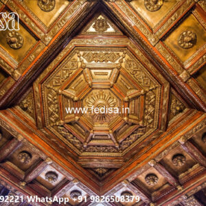 Wooden Classic Ceiling Design L Shape Pop Design No-7148