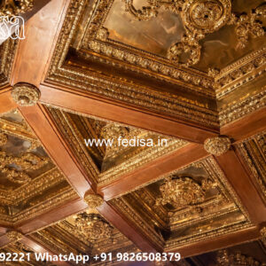 Wooden Classic Ceiling Design Pop Ceiling Design For Hall With 2 Fans No-7153