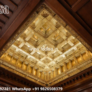 Wooden Classic Ceiling Design Pop Design With Led Lights No-7245