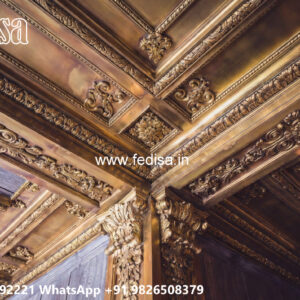 Wooden Classic Ceiling Design Pop Corner Design For Hall No-7329