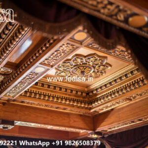 Wooden Classic Ceiling Design False Ceiling With Two Fans No-7346