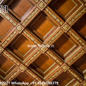 Wooden Classic Ceiling Design Living Room With High Ceilings Decorating Ideas No-7478