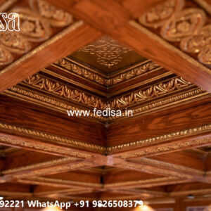 Wooden Classic Ceiling Design Lobby Ceiling Design For Home No-7485