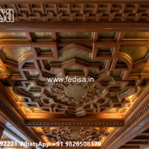 Wooden Classic Ceiling Design Puja Room Pop Design No-7497