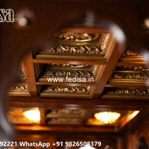 Wooden Classic Ceiling Design Mobile Shop Ceiling Design No-7499