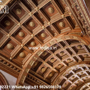 Wooden Classic Ceiling Design 3 Fan Pop Design For Hall No-7535