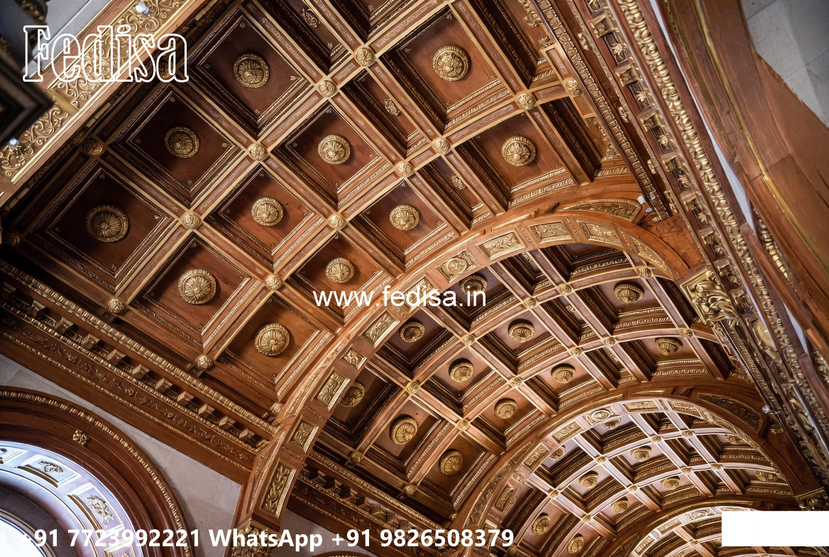 Wooden Classic Ceiling Design 3 Fan Pop Design For Hall No-7535