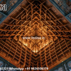 Wooden Classic Ceiling Design Pop Design With Two Fans No-7592