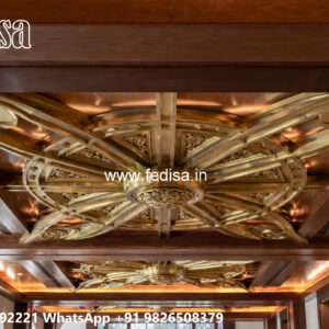 Wooden Classic Ceiling Design Main Hall Fall Ceiling Design For Hall With Two Fans No-7603