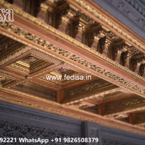 Wooden Classic Ceiling Design L Type Hall Ceiling Design No-7632