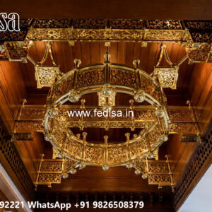 Wooden Classic Ceiling Design 4 Fan Box Pop Design No-7730