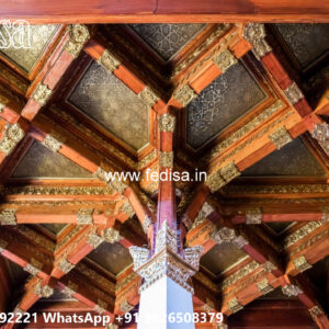 Wooden Classic Ceiling Design False Ceiling Design With 2 Fans No-7826
