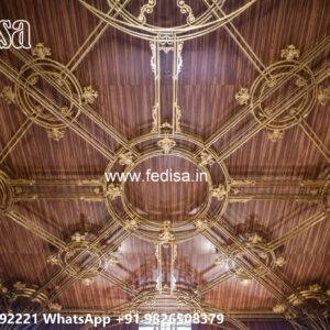 Wooden Classic Ceiling Design Double Height House Design No-7847