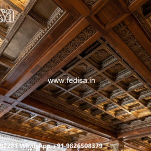 Wooden Classic Ceiling Design False Ceiling Design For Drawing Room With Fan No-7856