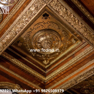 Wooden Classic Ceiling Design Latest False Ceiling Design With Two Fans No-7865
