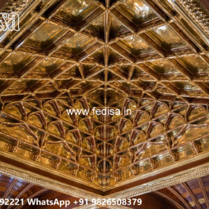 Wooden Classic Ceiling Design Pop Design For Lobby Plus Minus No-7895