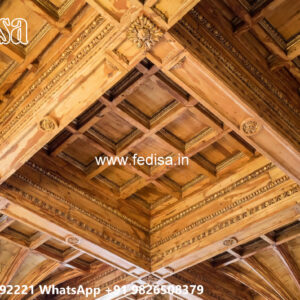 Wooden Classic Ceiling Design 3 Fan Hall Ceiling Design No-7912