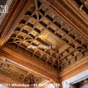 Wooden Classic Ceiling Design Front Balcony Pop Design No-7944