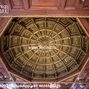 Wooden Classic Ceiling Design Bed Room False Ceiling Design With Fan No-8029