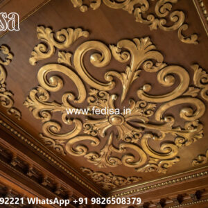 Wooden Classic Ceiling Design Ceiling Design With Two Fans No-8157