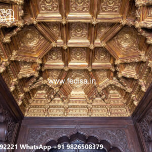 Wooden Classic Ceiling Design Hall Pop Design With Two Fans No-8180