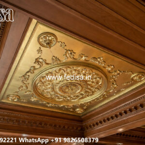 Wooden Classic Ceiling Design Round Shaped False Ceiling Design No-8248