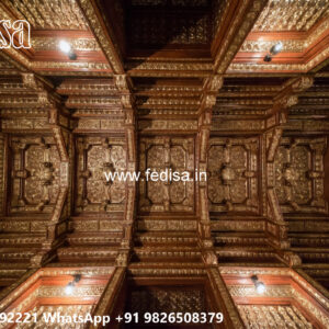 Wooden Classic Ceiling Design Best Hall Pop Design No-8258