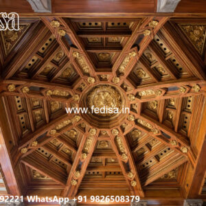 Wooden Classic Ceiling Design Hall Fall Ceiling Design With 2 Fans No-8359