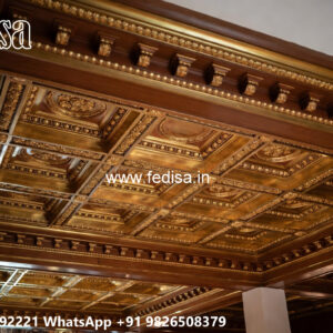 Wooden Classic Ceiling Design Two Fan Ceiling Pop Design No-8361