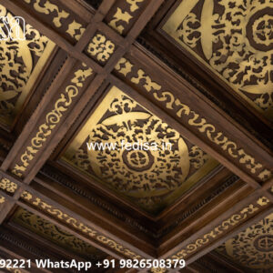 Wooden Classic Ceiling Design Dining Hall Fall Ceiling Design No-8423
