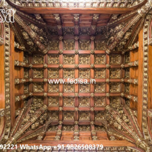 Wooden Classic Ceiling Design Plus Minus Pop Design For Guest Room No-8467