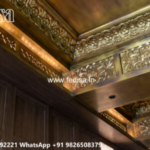 Wooden Classic Ceiling Design High Ceiling Living Room Wall Decor No-8498