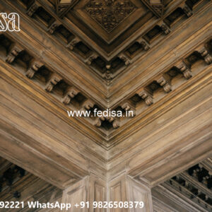 Wooden Classic Ceiling Design L Shape Hall Pop Design No-8551