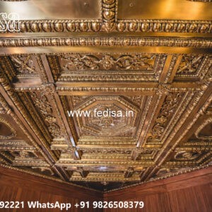 Wooden Classic Ceiling Design Flat False Ceiling Design No-8662
