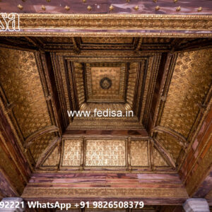 Wooden Classic Ceiling Design False Ceiling For Living Room With Two Fans No-8679