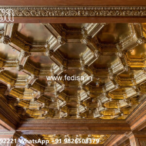 Wooden Classic Ceiling Design Stair Lobby Ceiling Design No-8741
