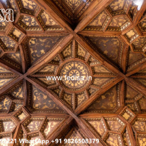 Wooden Classic Ceiling Design L Shaped Living Room False Ceiling Design No-8781