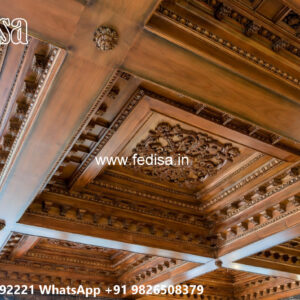 Wooden Classic Ceiling Design Pop Design For L Shaped Hall No-8835