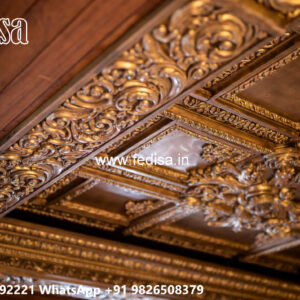 Wooden Classic Ceiling Design Dining Gypsum Design No-8910