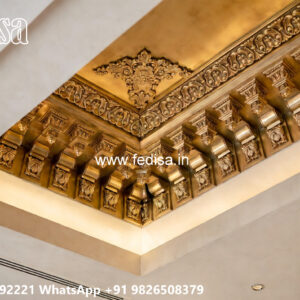 Wooden Classic Ceiling Design Pop Design With 2 Fans No-8916