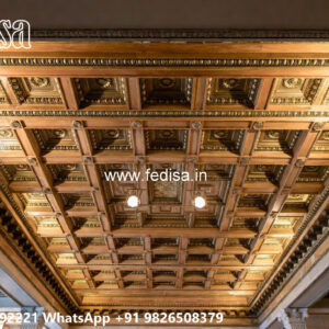 Wooden Classic Ceiling Design Pop Design For Hall Two Fan No-8919