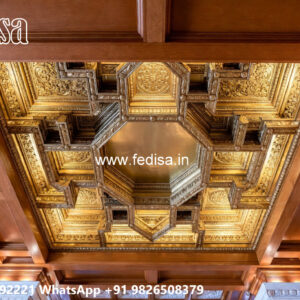 Wooden Classic Ceiling Design Fall Ceiling Design With Two Fans No-8949