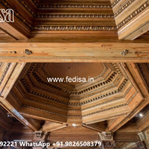 Wooden Classic Ceiling Design Pop Design For Hall 2 Fan No-8985