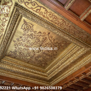 Wooden Classic Ceiling Design Top 10 Pop Design For Hall No-9010