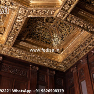 Wooden Classic Ceiling Design Geometric False Ceiling Design No-9075