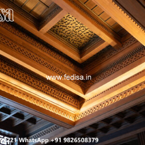 Wooden Classic Ceiling Design High Ceiling Tv Wall Design No-9097