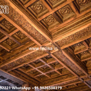 Wooden Classic Ceiling Design False Ceiling Design For Bedroom With Two Fans No-9110