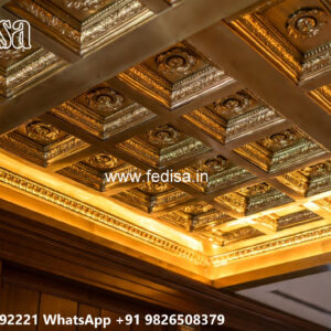 Wooden Classic Ceiling Design Single Fan False Ceiling Design No-9225